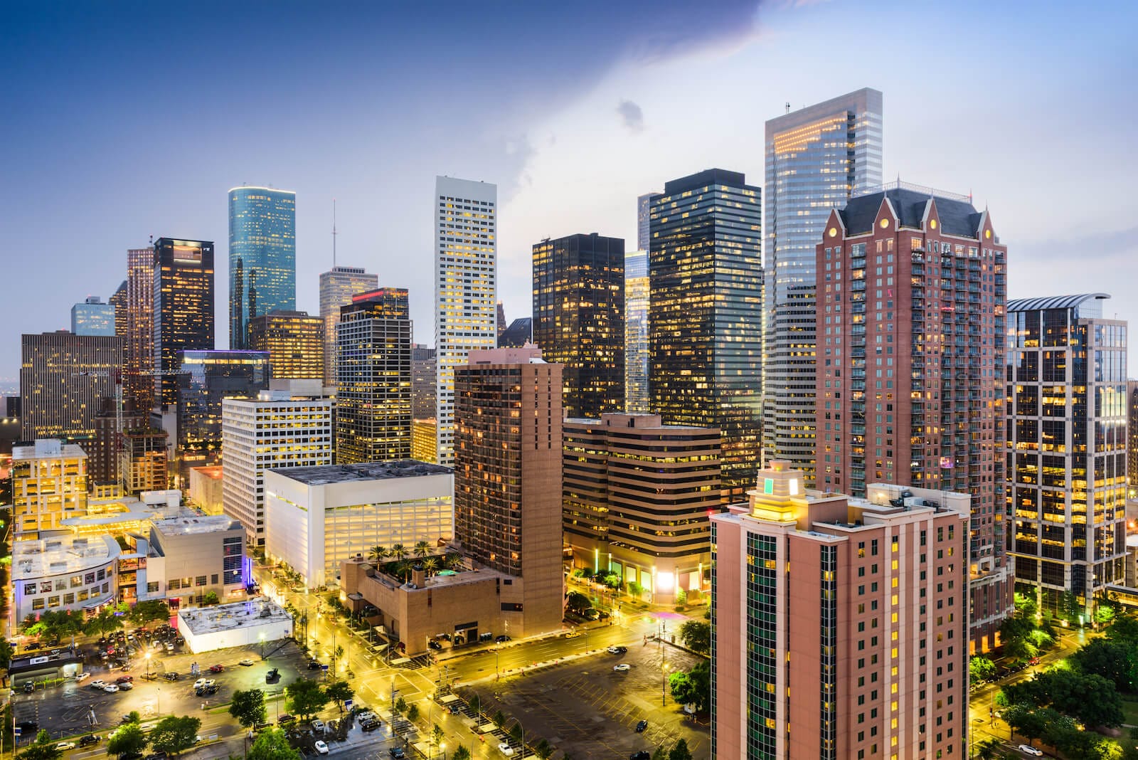 Houston skyline at dusk